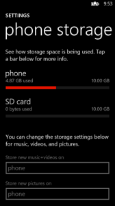 Storage settings and SD card support